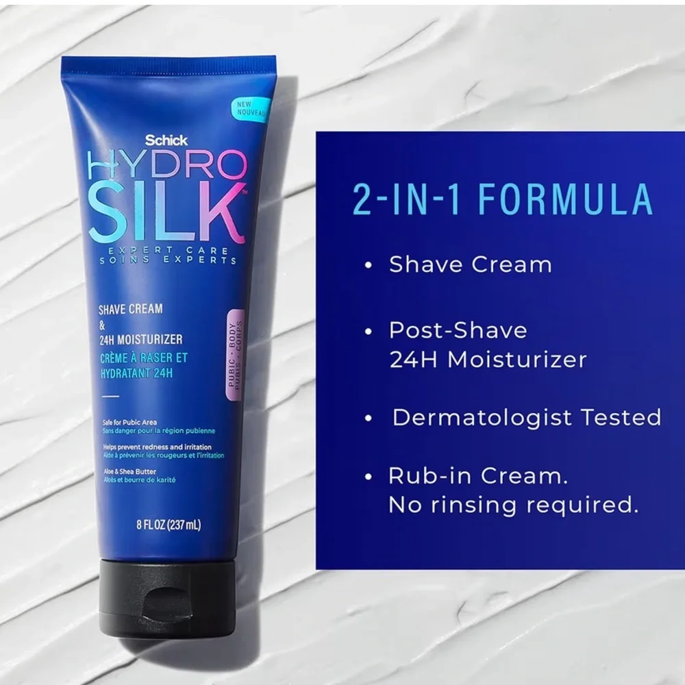 Schick Hydro Silk Shave Cream & 24-Hour Moisturizer, NEW